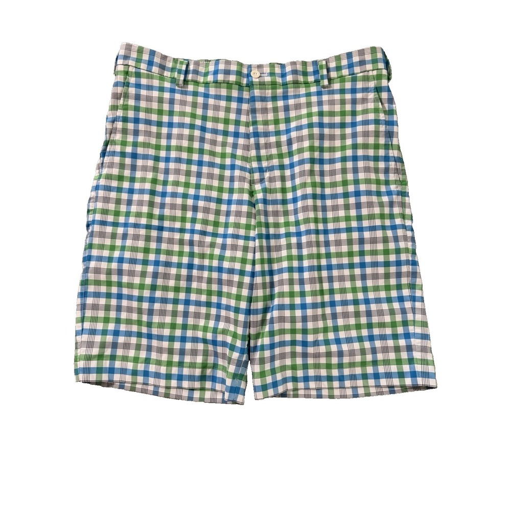 Nike Golf Men's Size 34 Blue‎ Green Checkered Performance Golf Shorts 10"